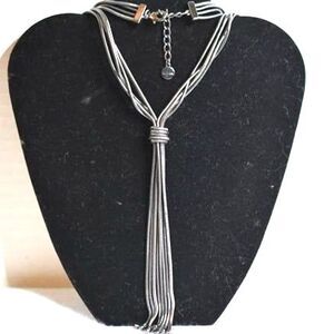 NWOT Alfani Black Liquid Metal 4 Strand Knot Boho Grunge Statement Necklace